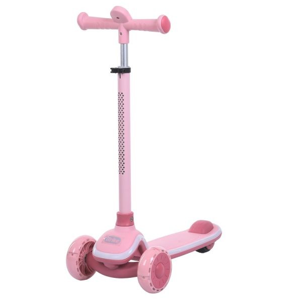 Самокат 5566-pink (1шт) Maxi-big, метал+пластик, 3колесаПУ, 2колеса 120мм світло, заднє 75мм світло, (шт)