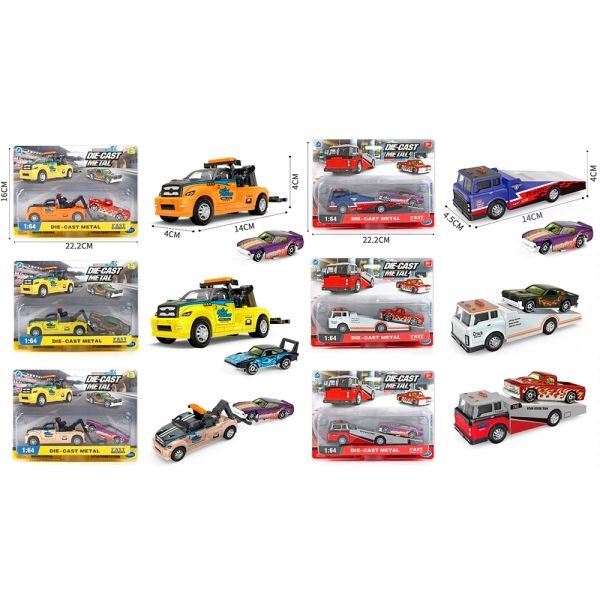 Евакуатор 5502-03-1 (60шт) метал, інерція, 14,5см, 1:64, гумові колеса, машина 8см, 6 видів, на лист (шт)