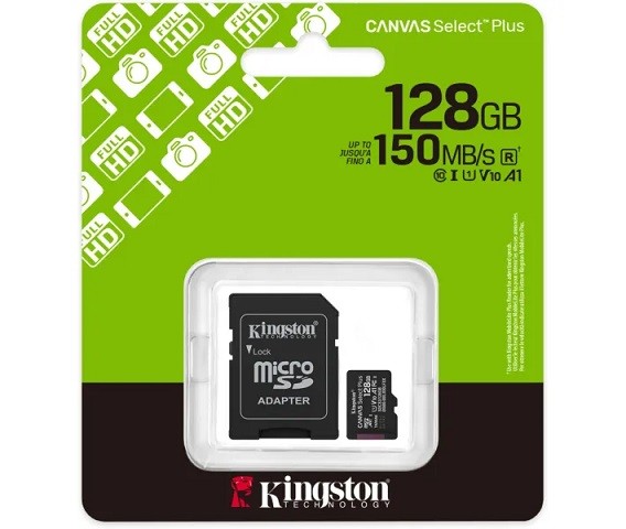 Карта пам'яті Kingston microSDXC 128GbCanvas Sel Plus Gen3  class 10 А1 (R-150MB/s)+ad (SDCS3/128GB) (шт)