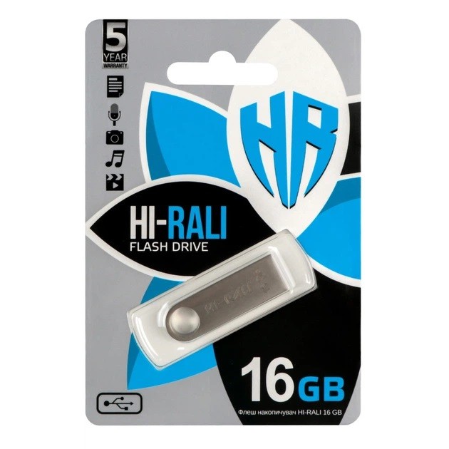 Usb флеш Hi-Rali 16Gb Shutle Silver (шт)
