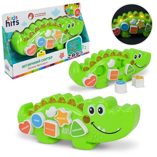 Крокодил муз розв. Kids Hits арт. KH69/001 (24шт) сортер,пісні, фрази, форми, кольори, короб.36*6*20 (шт)