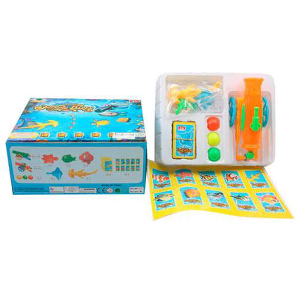 Гармата 802 (48шт) заводна (їздить), 17,5-10,5-7см, стр.кулька (3шт), карток 10шт, рибка 5шт (шт.)