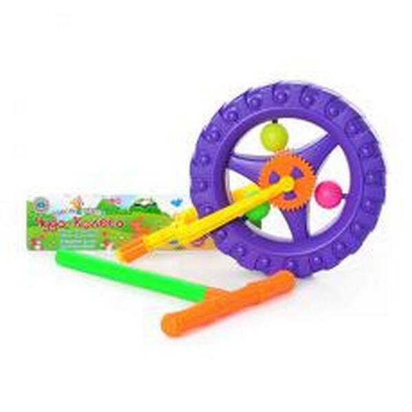 Каталка 3620 (48шт) колесо на палиці, тріскачка, в кульку, 24-40см (шт.)