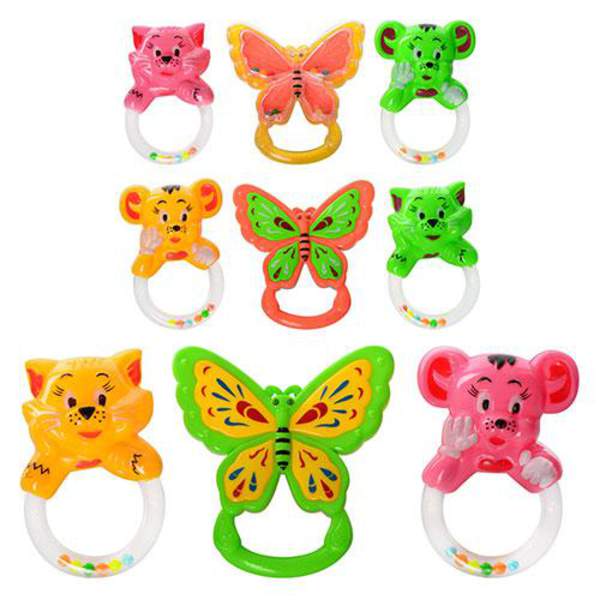 Погремушка 517 (288шт) 3шт, 3 цвета, в кульке, 13-16-3,5см (шт.)