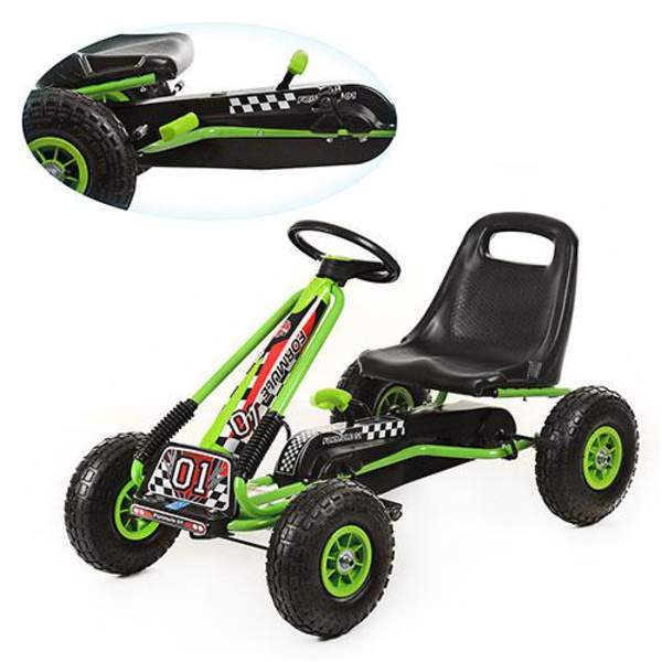 Карт M 0645(2)-5 (1шт) мет., педальний, ручне гальмо, надувні колеса, ланцюг. передача, рег.сид., зе (шт.)