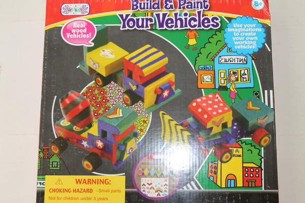 Набір для творчості MK 0119 (12шт) будтехніка (дерев) 3шт, клей, фарби, пензлик, в кор-ці, 30-29-5 (шт.)