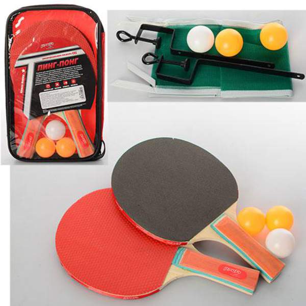 Ракетка MS 0221 (40шт) номер 4,2шт, EVA + гума, ручка набірн, 3 кульки 40мм, в чохлі, 17-27-4см (шт.)