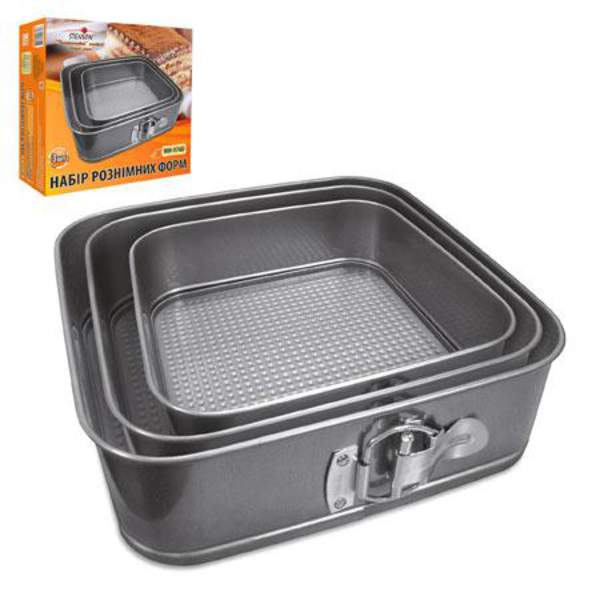 Форми роз'ємні "Квадрат" 3шт/наб 21/23.5/26*7см MH-0760 (12наб) (шт.)