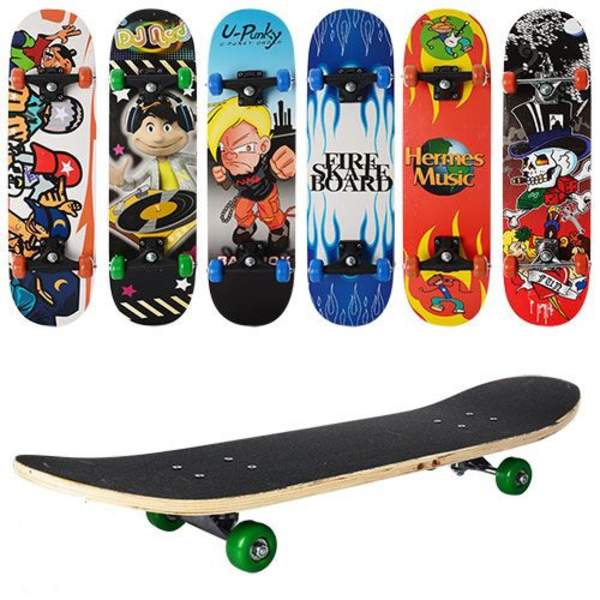 Скейт MS 0322-3 (6шт) 78-19,5см, пласт.підвіска, колеса ПВХ, 7 шарів, 6 видів, 608Z, макс. навантаже (шт.)