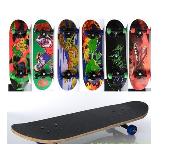 Скейт MS 0354-3 (6шт) 70,5-20см, пласт. підвіска, колеса ПВХ, 7 шарів, 6 видів, 608Z, розібраний, до (шт.)