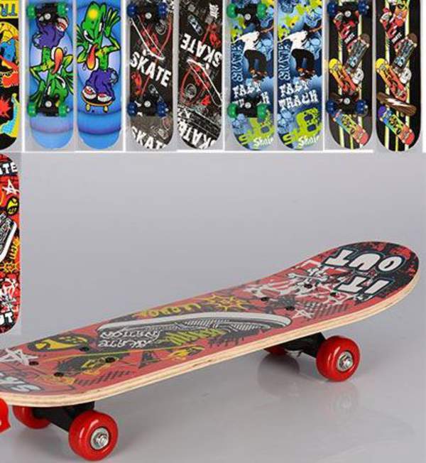 Скейт MS 0323-3 (12шт) 60-15см, пласт. підвіска, колеса ПВХ, 6 видів, розібраний, в кульку, (шт.)