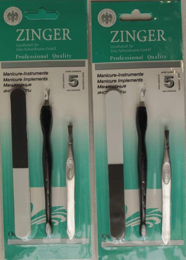 Набор ZINGER 3-ох предметний (пинцет,пилочка полирувальная,нож для кутикул) (К-10) (шт.)