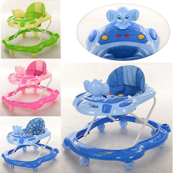 Ходунки M 3167 (6шт) слоник, колеса 7 шт., стопор, 3 кольори, муз.,світло,кор. (шт.)