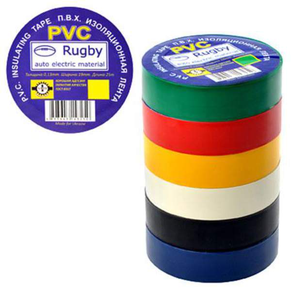 Ізолента ПВХ 20м "Rugby" асорті RUGBY 20m assorti, 10шт в уп. (400шт) (шт.)