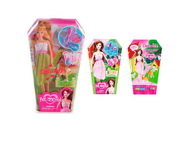 Лялька DEFA 8073 (48шт) 28см, собачка, сумочка, аксесуари, 2 види, в кор-ці, 19,5-32-5,5см (шт.)