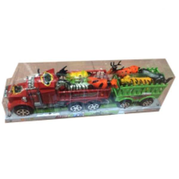 Трейлер 906-270 (48шт) інер-й, з причепом, 42см, тварини 6шт, 2 кольори, в слюді, 45-14-7см (шт.)