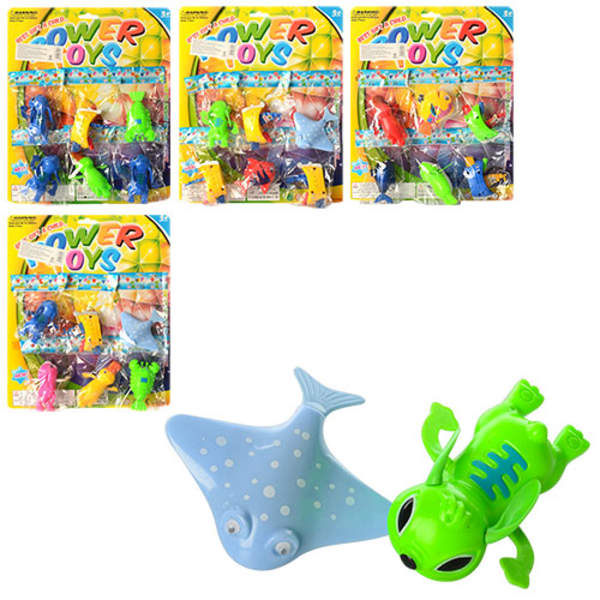 Водоплавна іграшка 630-31-33-37-1 (360шт) заводна, від 7,5 см, 4 види, в кульку, 6шт на листі, 28-35 (шт.)