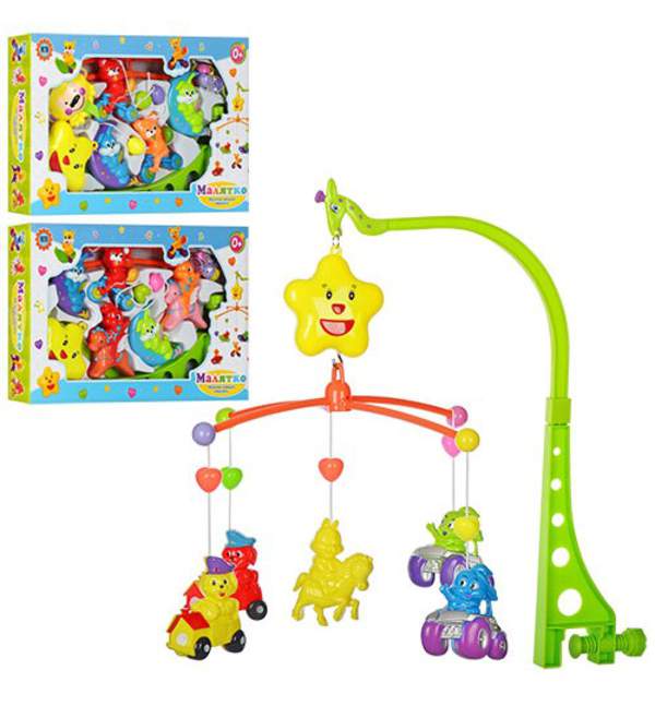 Карусель D060ABC (48шт) на ліжечко,заводна,муз,підвіски5шт,3 види, у кор-ці,38-23,5-5,5см (шт.)