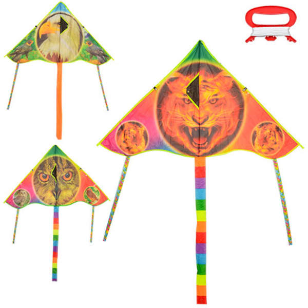 Повітряний змій M 2981 (100шт) ширина 93см, довжина 52см (120см з хвос), струна 30м, 4види, в кульку (шт.)