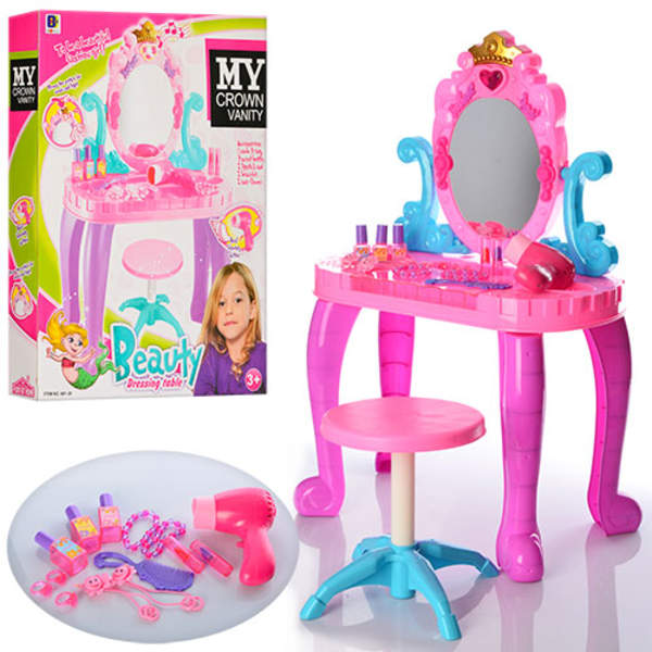 Трюмо 661-39 (10шт) 44-23-74см, стільчик, фен, гребінець, аксесуар, звук, світло, на бат-ці, в кор-ц (шт.)