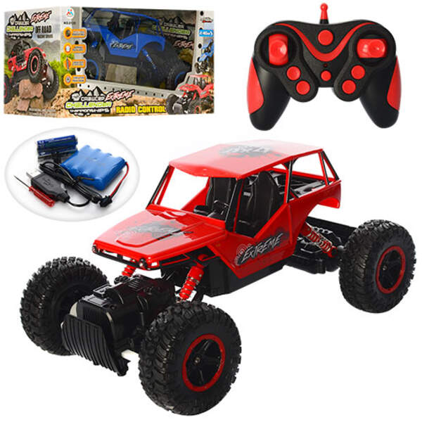 Джип 0135 (18шт)  р/у 2,4G,акумм,33см рез.колеса(надув),амортиз,свет,звук,2цвета,в кор-ке,35-20-18см (шт.)