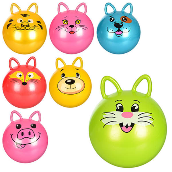 М'яч для фітнесу MS 0937 (25шт) з вушками, 50см, 400г, 7 видів (тварини), в кульку, 19-15-4см (шт.)