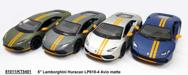 Модель легкова LAMBORGHINI HURACAN LP610-4 AVIO 5'' KT5401W Matte метал.інерц.відкр.дв.4кол.кор./96/ (шт.)