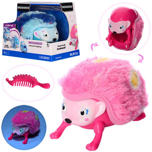 Їжачок 8816 (36шт) 15,5см, звук (англ), світло, ходить, перевертається, гребінець, 2кол, на бат, в к (шт.)