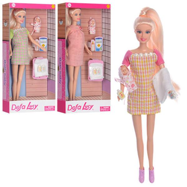 Лялька DEFA 8357 (24шт) вагітна, 30см, пупс 5см, аксесуари, 3 види, у коробці, 15-32-5,5см (шт.)