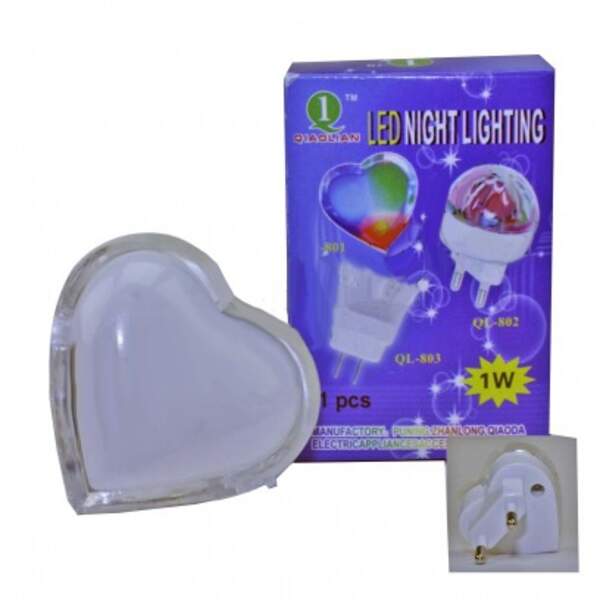 Світильник - нічник ASK-1087 "СЕРЦЕ" з вимикачем, 0,5 Вт, 220 В,арт.1087 (шт.)