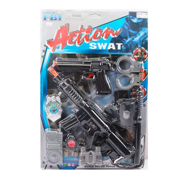 Набор полицейского 2278 (48шт) автомат,пистолет,дубинка,наручники,значок,на листе, 38-57-4см (шт.)