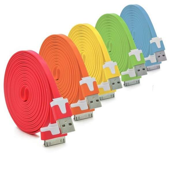 Кабель перехідник з USB на iPhone 4, 1 метр плоский i-816 (шт.)