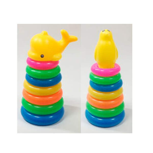 Пірамідка 0920-25-26 (144шт) 19см, тварини, кільця 7шт, 2види, в сітці, 25-8-2см (шт.)