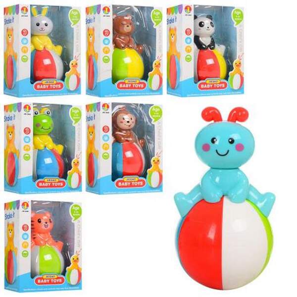 Неваляйка 6525-6-7 (96шт) тварини, 13см, звук, 7видів, у кор-ці, 12-16-8см (шт.)