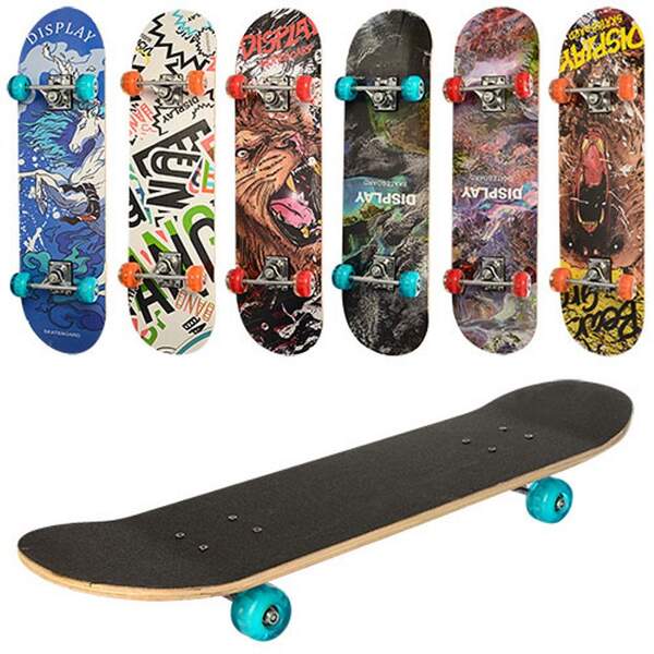 Скейт MS 0321-3 (6шт) 79,5-19,5см, алюм. підвіска, колПУ, світло, 7 шарів, 608Z, розібраний, дошка н (шт.)