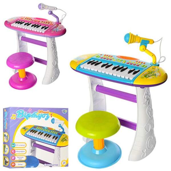 Синтезатор BB383BD (8шт) стільчик,мікроф,муз,світло,49-25-43,5см,рег.гр,2види,на бат,в кор,49-48-11с (шт.)