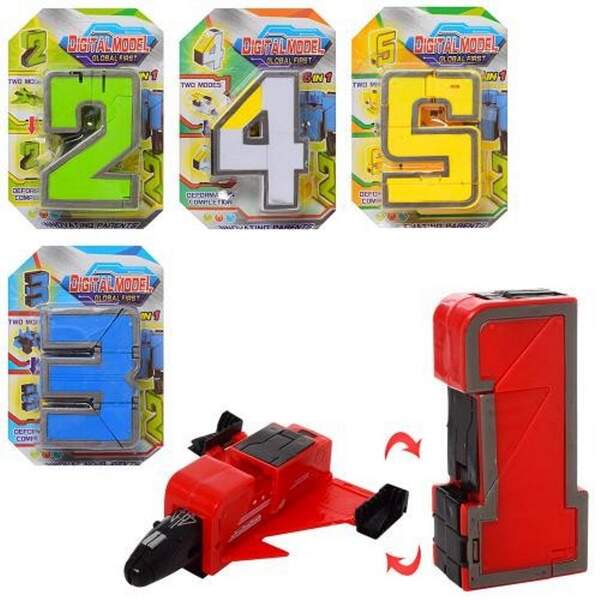 Трансформер 168-105ABCDE (192шт) робот+цифра, 5видів, на листі, 17-12-3см (шт.)