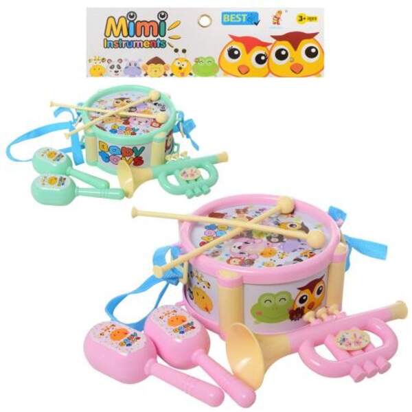 Музичні інструменти 890-27 (120шт) барабан, дудка, маракаси, 2 кольори, в кульку, 24,5-23-7см (шт.)