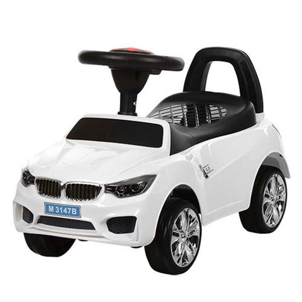 Каталка-толокар M 3147B-1 (1шт) муз,звук,світл.,багаж.під сидін,колесаEVA,на бат,63,5-37-29см,білий (шт.)