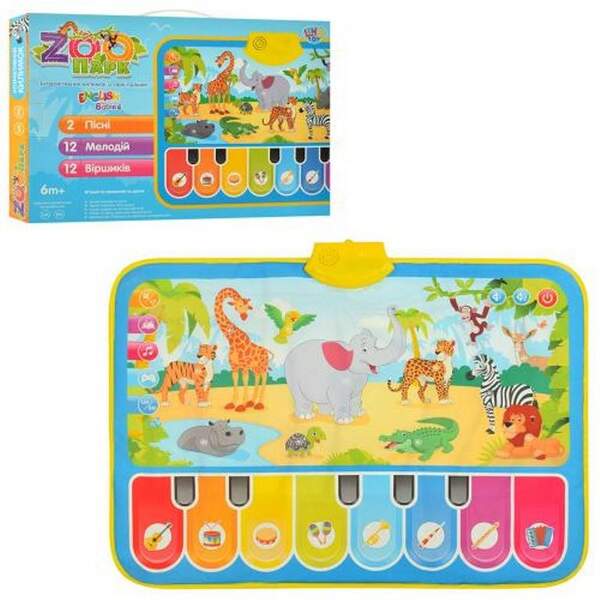 Килимок M 3676 (24шт) розвиваючий,70-50см,Зоопарк,муз.інстр,зв(укр,анг),муз,зв.тварин,бат,кор,38-26- (шт.)