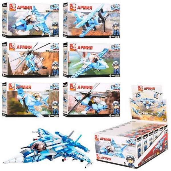 Конструктор SLUBAN M38-B0666 (96шт) військовий літак, 6шт (6видів) в дисплеї, 24-15-28см (шт.)