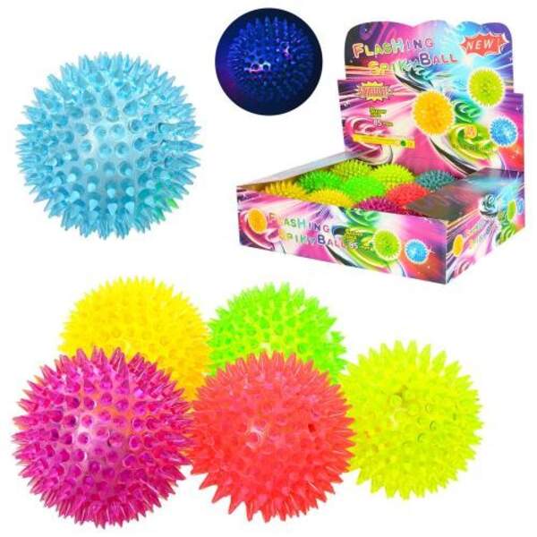 М'яч масажний MS 1137-3 (240шт) 8,5см, світло, пискавка, на бат (таб), 12шт (6 кольорів,) в дисплеї, (шт.)