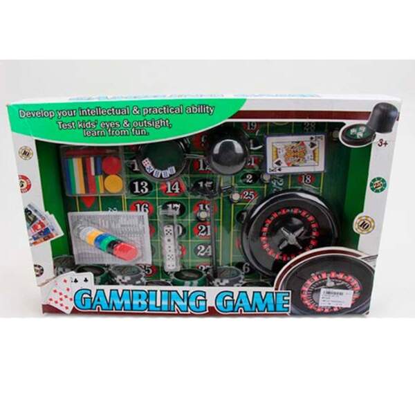 Настільна гра 88130F (24шт) покер, рулетка, карти, кубики, фішки, полотно, в кор-ці, 51-32-6см (шт.)