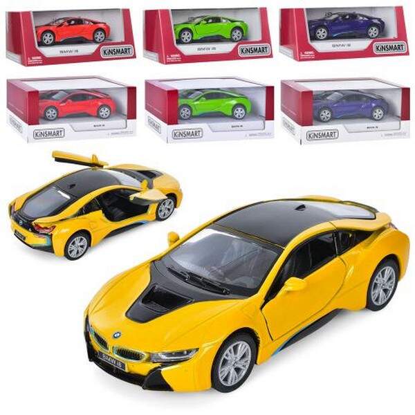 Модель легкова BMW i8 5'' KT5379WA метал.інерц.відкр.дв.4кол.кор./96/ (шт.)