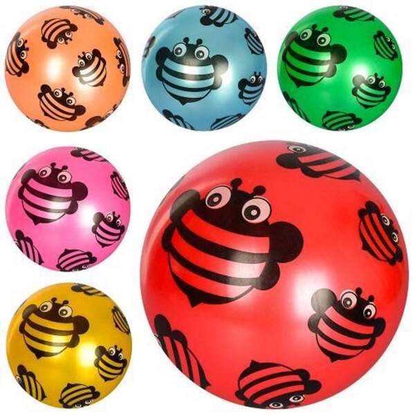 М'яч дитячий MS 1903 (120шт) 9 дюймів, бджола, малюнок, 60-65г, 6 кольорів (шт.)