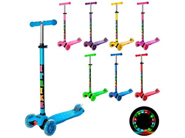 Самокат JR 3-003-B (8шт) MAXI, алюм + пласт, 3колПВХ, 2пер120мм-св, кермо 80-89см.подн.32-13см, 8кол (шт.)