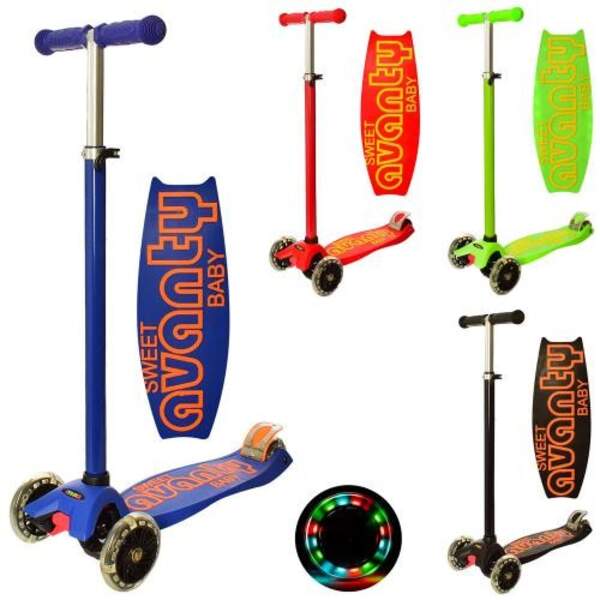 Самокат JR 3-064-A (8шт) MAXI,сталь+пласт,3колПВХ-св,2пер120мм,кермо79/88,5см,подн39/31-13см,6кол (шт.)