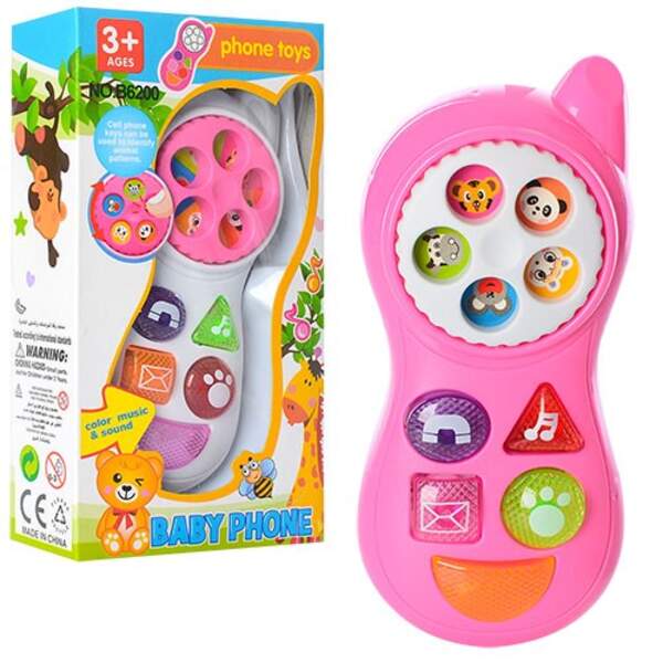 Телефон B6200 (120шт) 13см, муз, світло, 2 кольори, на бат-ці, в кор-ці, 9-16,5-4см (шт.)