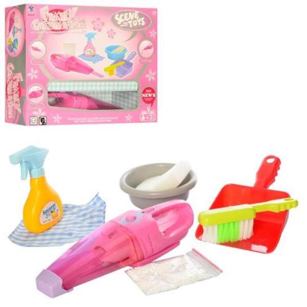 Набір для прибирання XS-597 (18шт) пилосос 26см, щітки, миска, совок, світло, на бат-ці, в кор-ці, 4 (шт.)