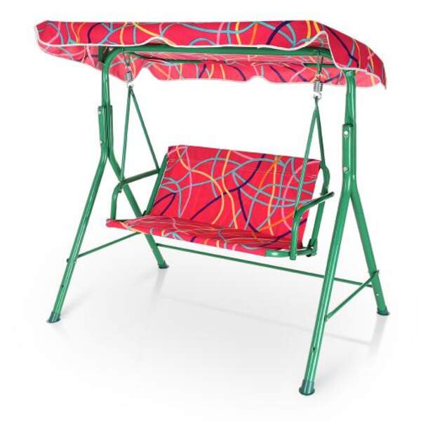 Гойдалка садова M 4019-3 (1шт) метал, д106-ш75-в117см, сидіння70-30см, дах, біло-оранж (шт.)